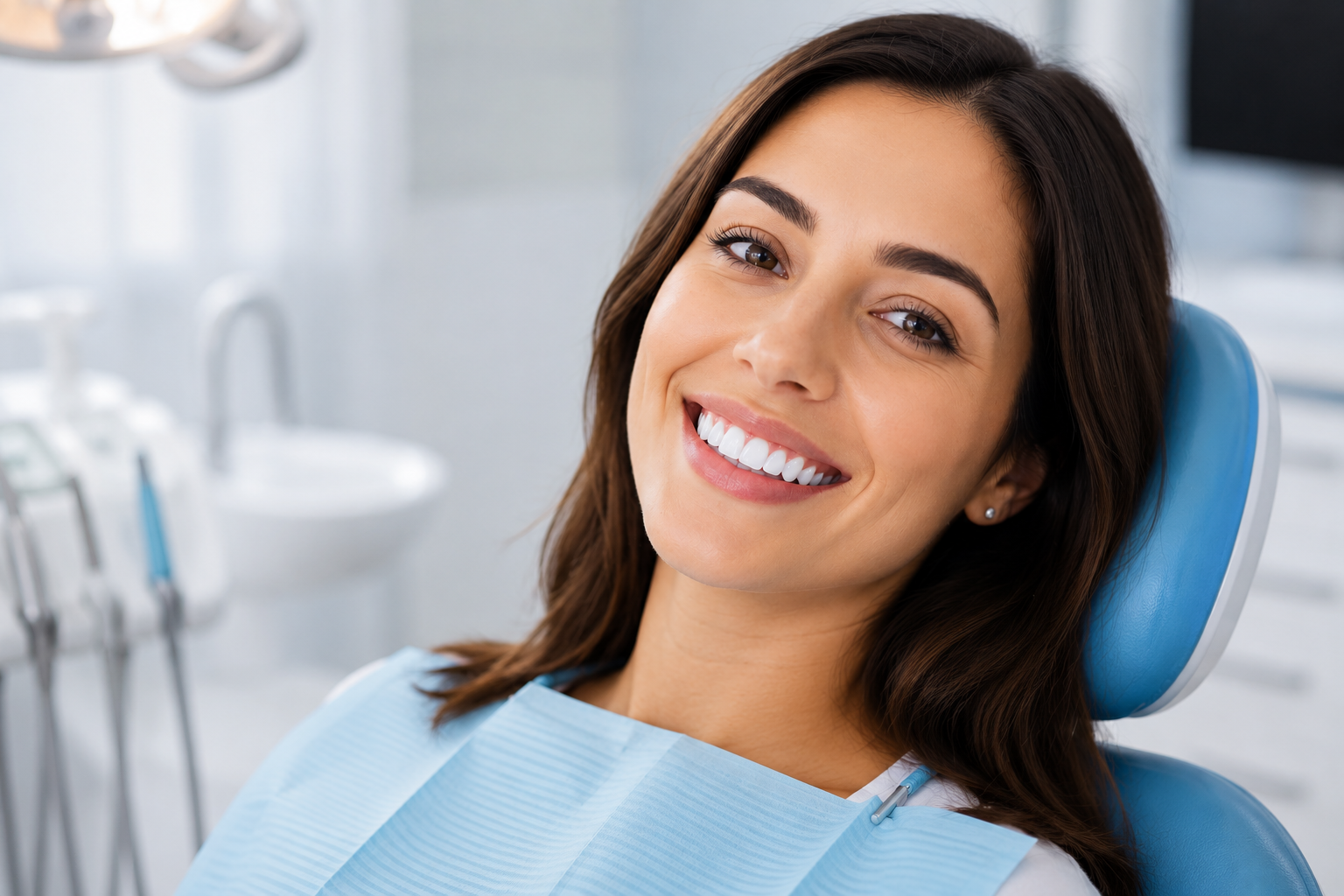 Paciente sonriendo con dentadura perfecta